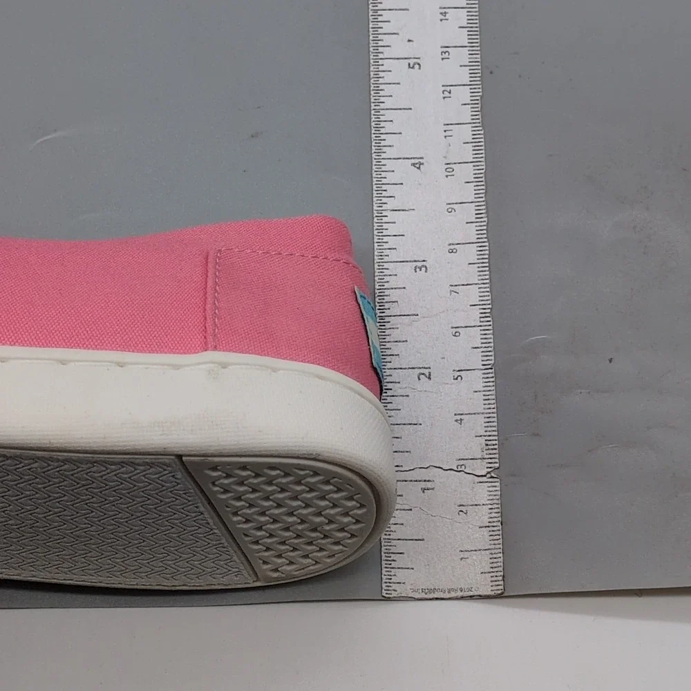 Toms Shoes Girls Belmont Pink 5.5 Slip On Flats Canvas Comfort Stretch NEW